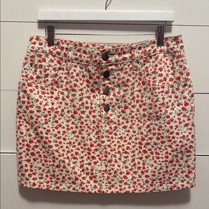 Billabong Floral Button-Up Skirt - Red and White